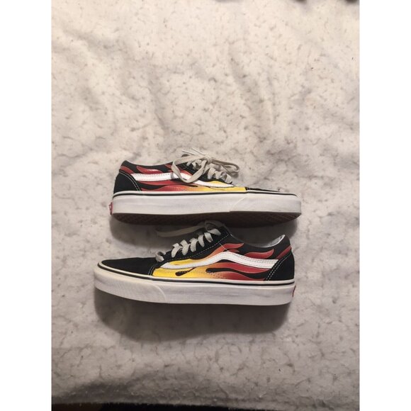 Vans Old Skool Low Top Lace Up Flame Skate Sneaker Shoes Womens 7.5 / Mens 6 - Picture 1 of 11